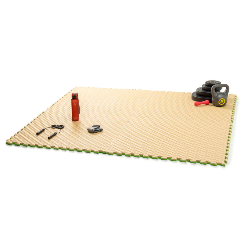 Мат-татами (Мат-пазл ласточкин хвост) WCG EVA 100х100х2 cm Бежево-зеленый