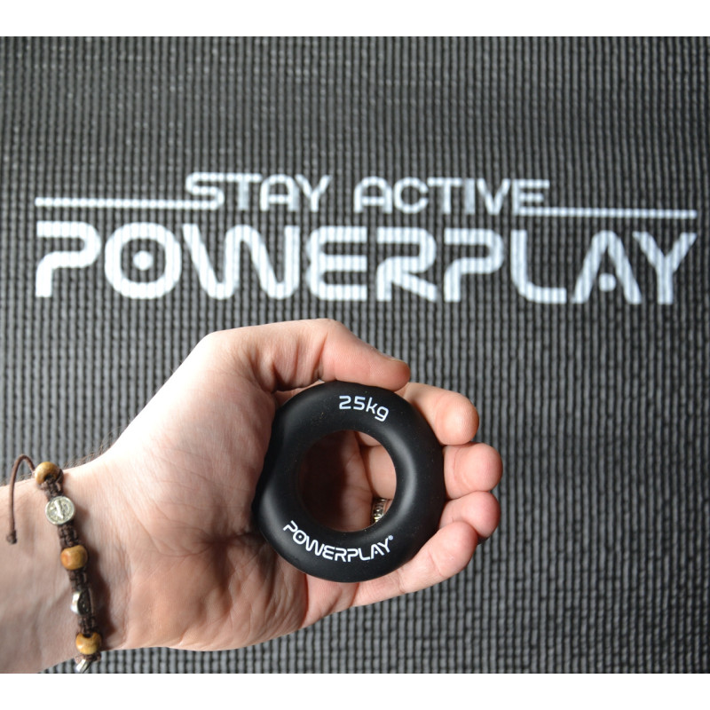 Еспандер кистьовий силіконовий PowerPlay PP-4324 Hand Grip Ring Hard 25 кг. Чорний