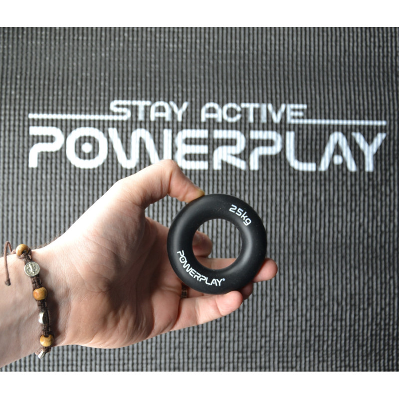 Еспандер кистьовий силіконовий PowerPlay PP-4324 Hand Grip Ring Hard 25 кг. Чорний