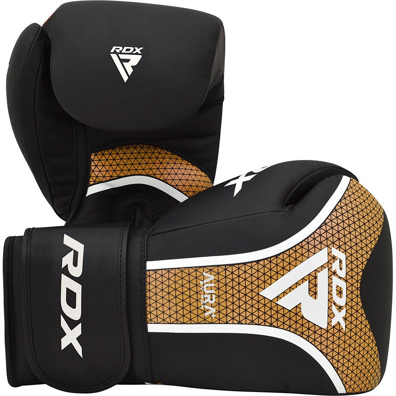 Боксерські рукавиці RDX AURA PLUS T-17 Black Golden 16 унцій 