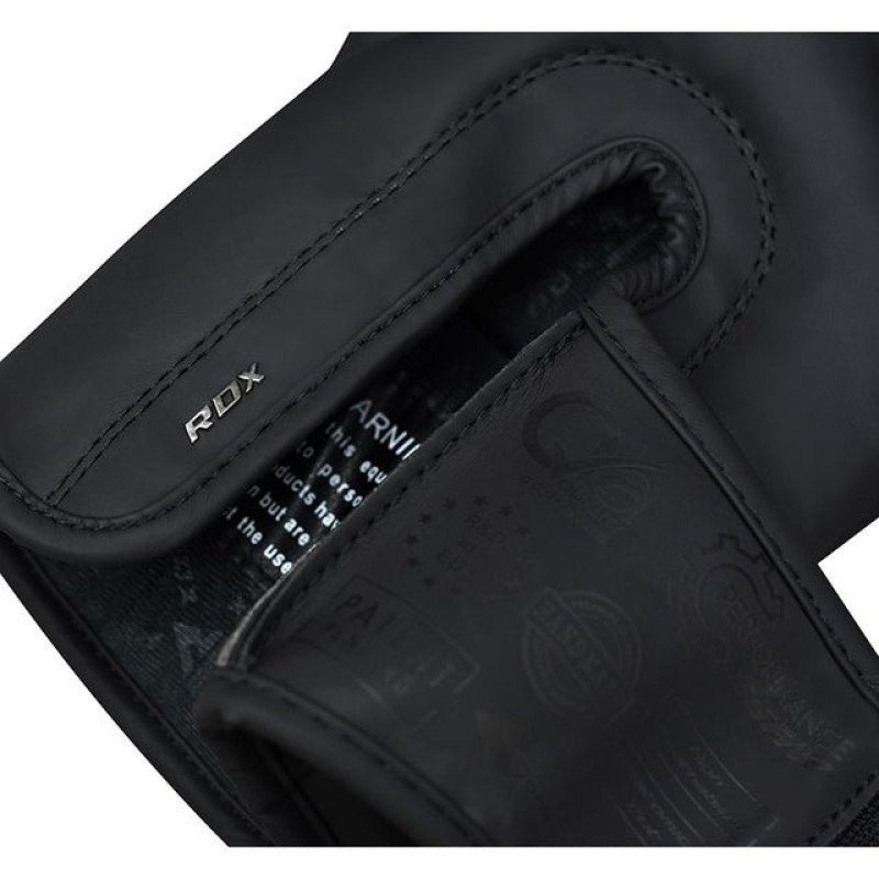Боксерские перчатки RDX F15 Noir Matte Black (капа в комплекте), 14 унций, Искусственная кожа ConvEX Skin Combat Leather, Черный (матовый)