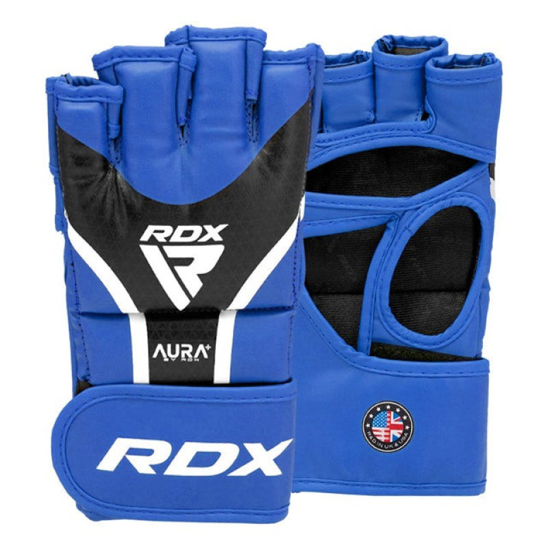 Перчатки для ММА RDX AURA PLUS T-17 Blue/Black L (капа в комплекте)