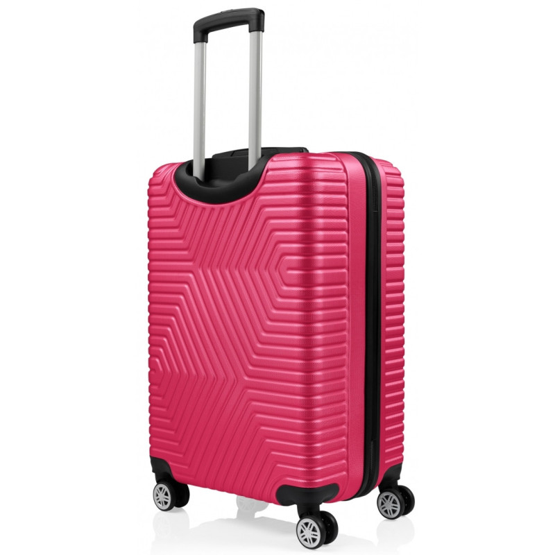 Большой пластиковый чемодан на колесах 115L GD Polo розовый