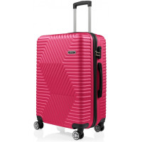 Большой пластиковый чемодан на колесах 115L GD Polo розовый