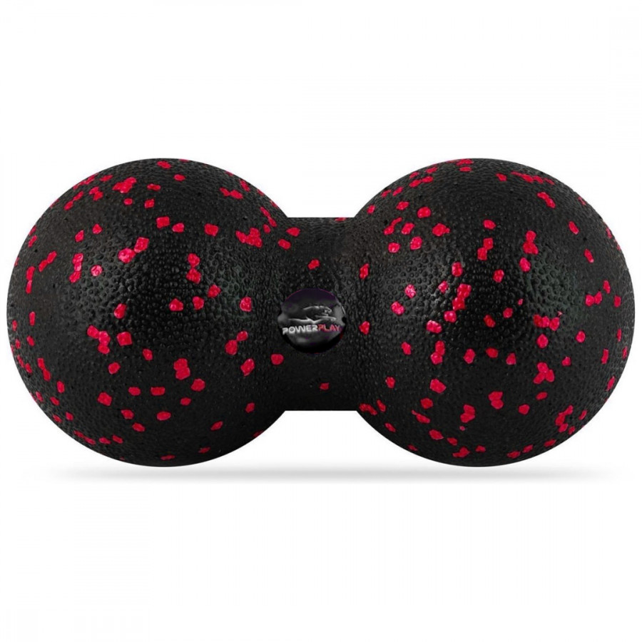 Масажний м'яч подвійний PowerPlay PP-4352 Epp foam peanut ball (d8*16cm.) Чорно/Червоний