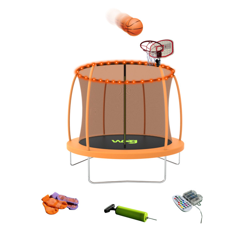 Батут WCG 245 см с внутренней защитной сеткой и LED подсветкой 8FT