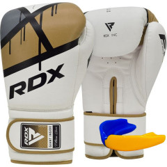 Боксерские перчатки RDX F7 Ego, 8 унций, кожа Maya Hide™, система вентиляции SPP™, золотой, 