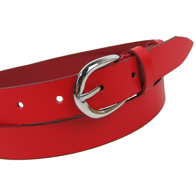 Женский ремень кожаный Skipper красный, ширина 2,5 см