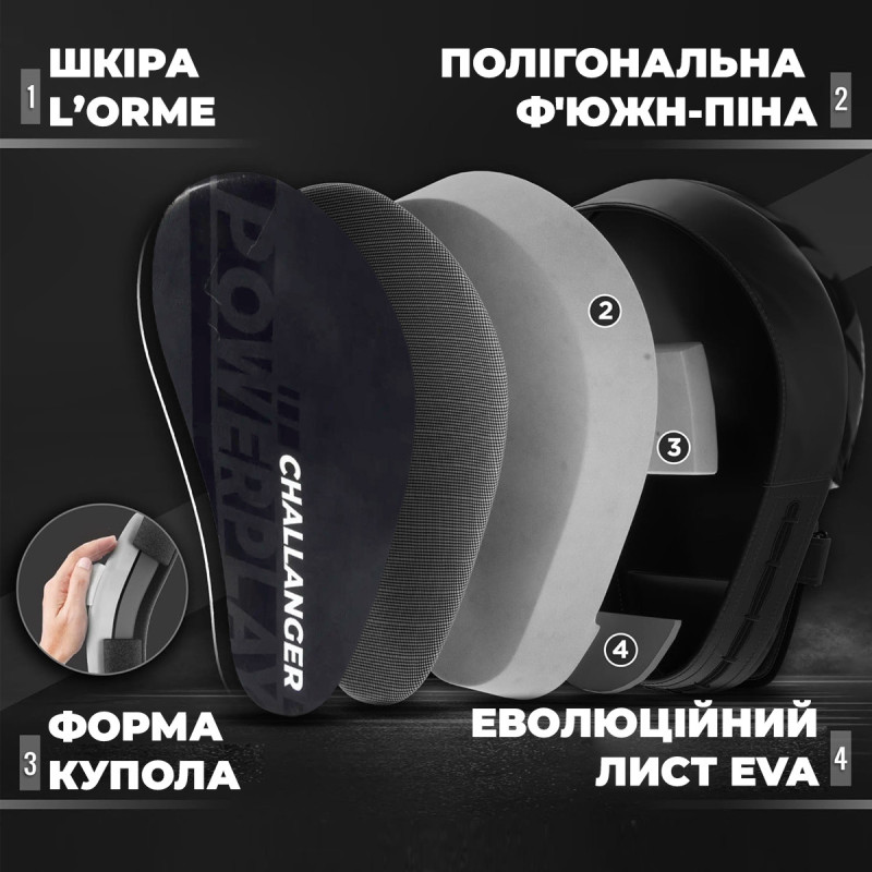 Лапи боксерські PowerPlay 3041 Чорні PU [пара]