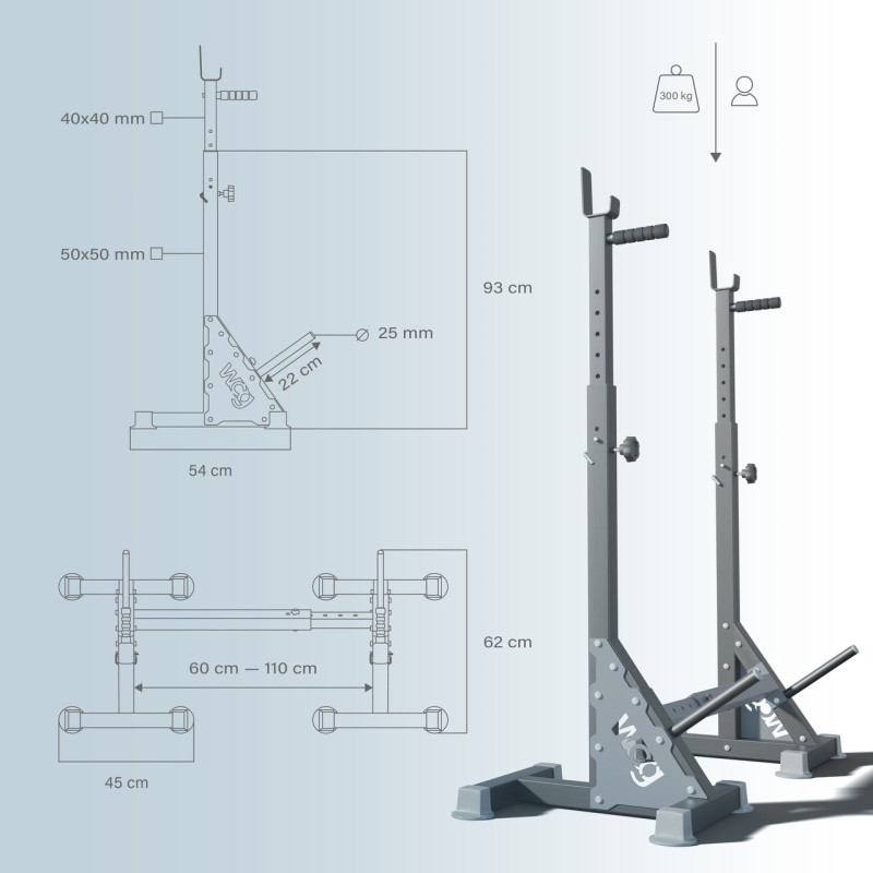 Стійки під штангу 3в1 Bugai – жим, присідання, бруси WCG