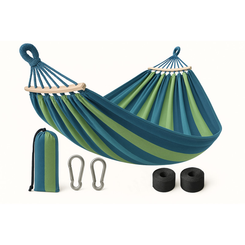 Двомісний гамак з планкою SUMMER Зелений XXL 200х150 WCG