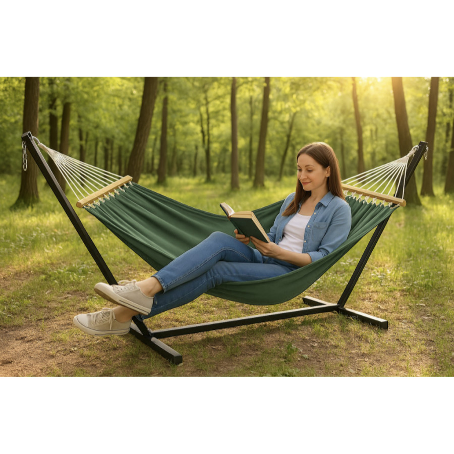 Двухместный гамак с планкой Hygge хаки XXL 200х150 WCG