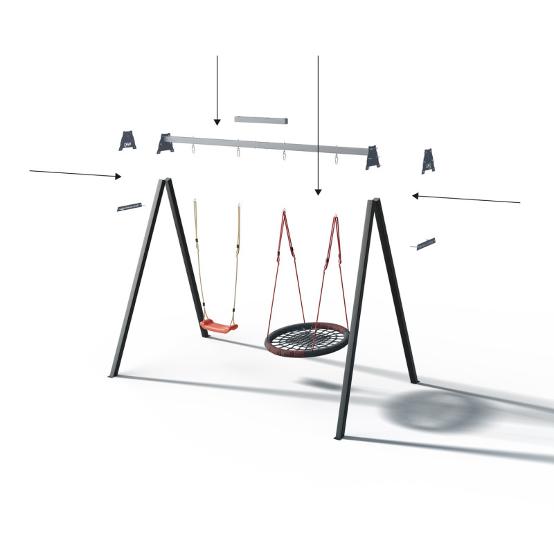 Каркас для дитячої гойдалки WCG 2 Elite Play Frame Двомісна + Гойдалка гніздо Elips + пластикова гойдалка