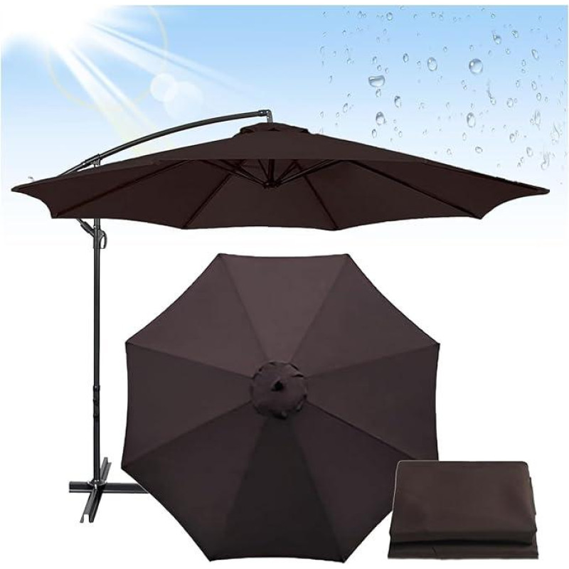 Садовый зонт регулируемый 3 м с наклоном Коричневый + чехол WCG