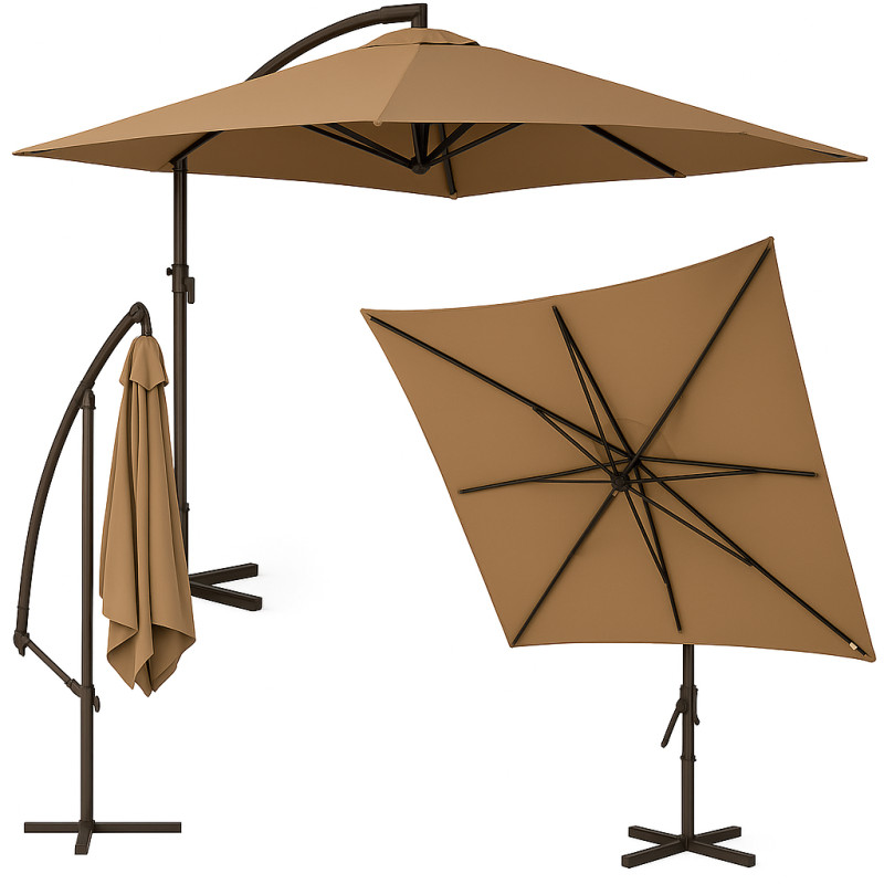 Зонт садовый регулируемый 2,5×2,5 м с наклоном Коричневый + чехол WCG