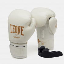Боксерські рукавиці Leone GN059W White/Gold 16 унцій (капу в комплекті) Боксерські рукавиці Leone GN059W White/Gold 16 унцій (капу в комплекті)