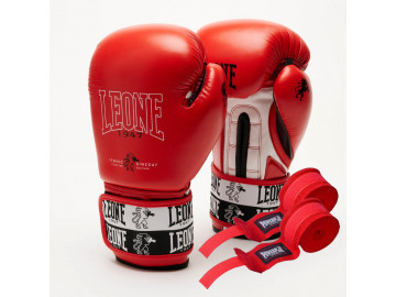 Боксерські рукавиці Leone GN208 ICONIC Red 12 унцій (бинти 4 м. в комплекті)