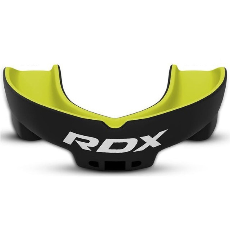 Капа RDX 3w, Взрослая (возраст 12+) Black/Green, Посадка: Boil & Bite (кипячение + прикус), Двухслойный полимер, Черно-зеленый