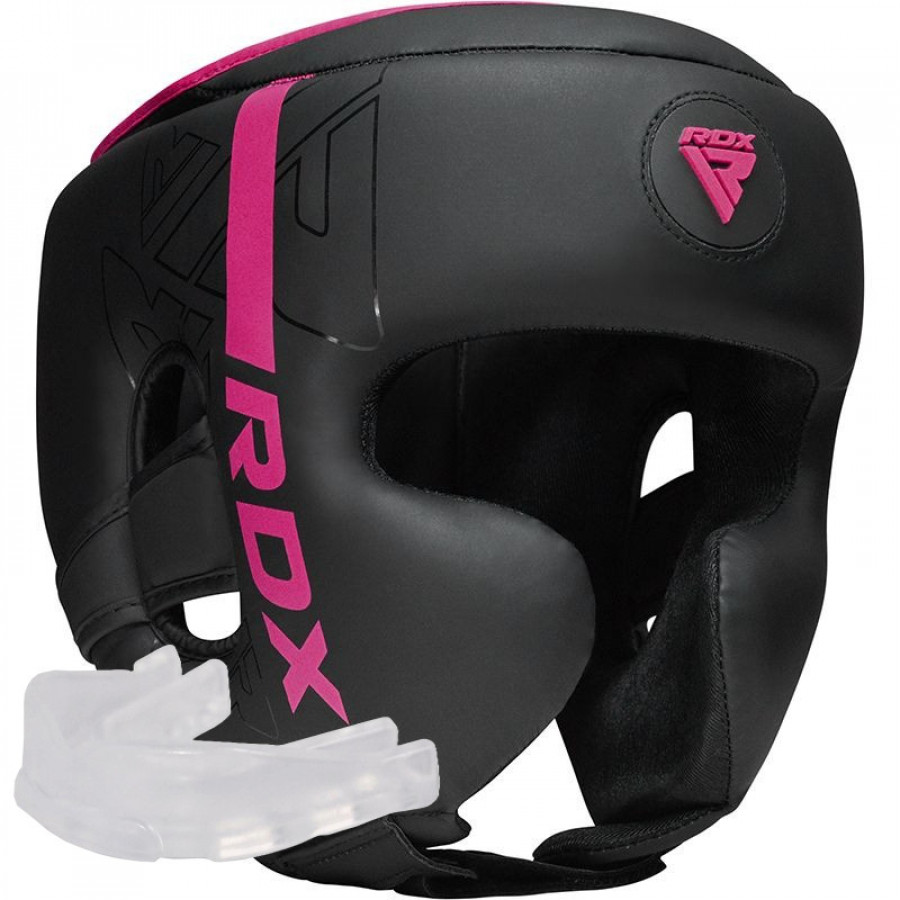 Боксерский шлем RDX F6 KARA Matte Pink S (капа в комплекте)
