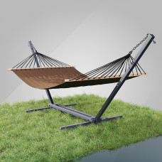 Стойка для гамака WCG + Гамак с планкой WISH коричневый двухместный XXL 200х150 WCG