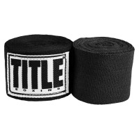Бинты для бокса TITLE Boxing Mexican Style 180" Black, Длина 4,5 м, Полуэластичные, Спандекс, Полиэстер, Черный