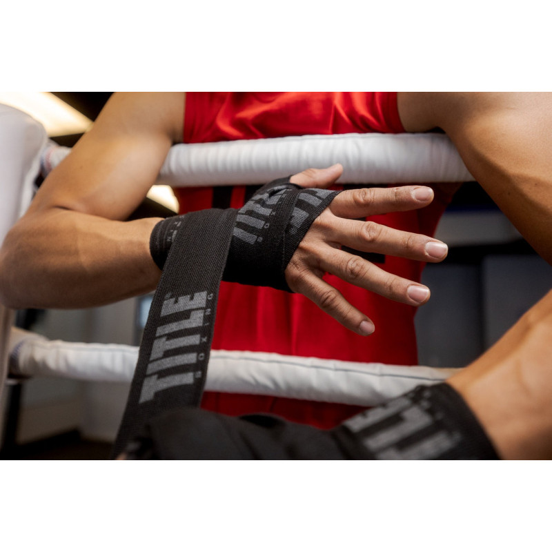 Бинти для боксу TITLE Boxing Power-Flex Elite 180" Black, Довжина 4.5 м, Еластичні, Бавовна, Спандекс, Чорний