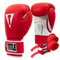 Боксерські рукавиці TITLE Boxing Pro Style Leather Gloves3.0 Red/White 16 oz