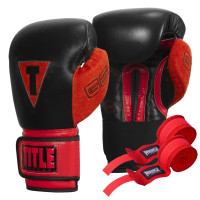 Боксерські рукавиці TITLE Boxing All Heart Bag Gloves 2.0 Black/Red 14 oz