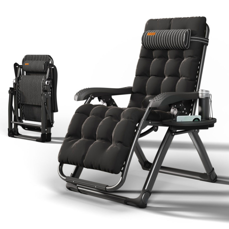 Кресло шезлонг Zero Gravity WCG S13-PP с полотном в полоску + чёрный матрас