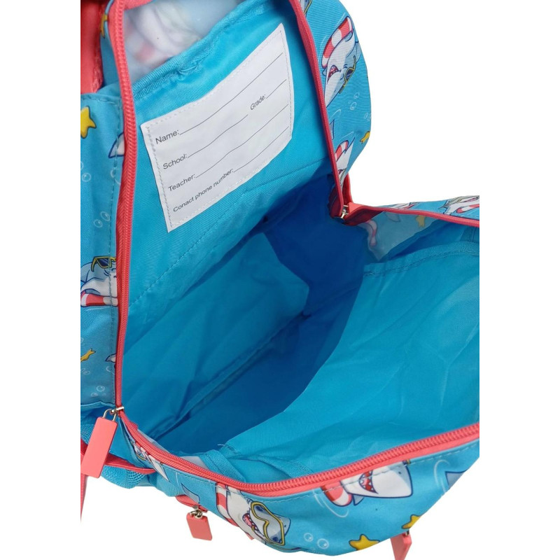 Шкільний рюкзак 19L Riciclo Schulrucksack блакитний з акулами