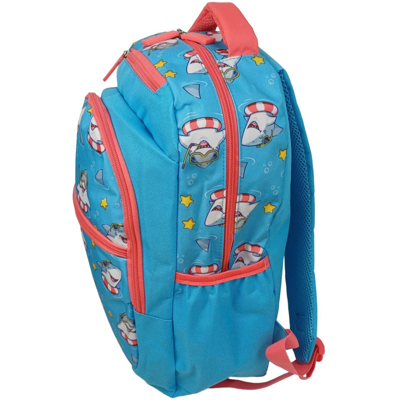 Шкільний рюкзак 19L Riciclo Schulrucksack блакитний з акулами