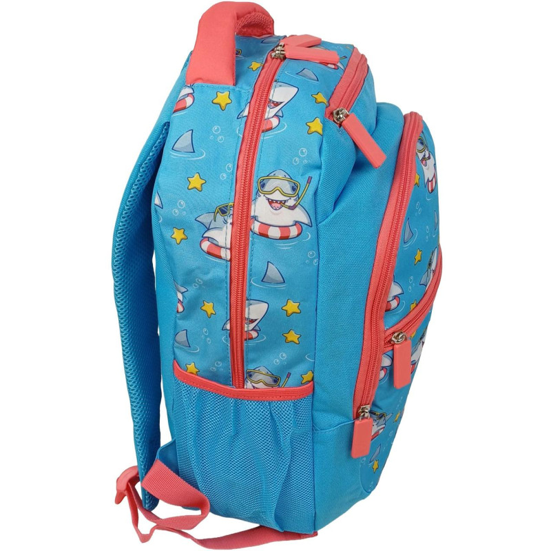 Шкільний рюкзак 19L Riciclo Schulrucksack блакитний з акулами