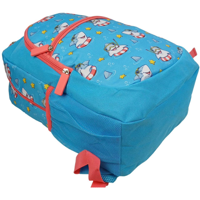 Шкільний рюкзак 19L Riciclo Schulrucksack блакитний з акулами