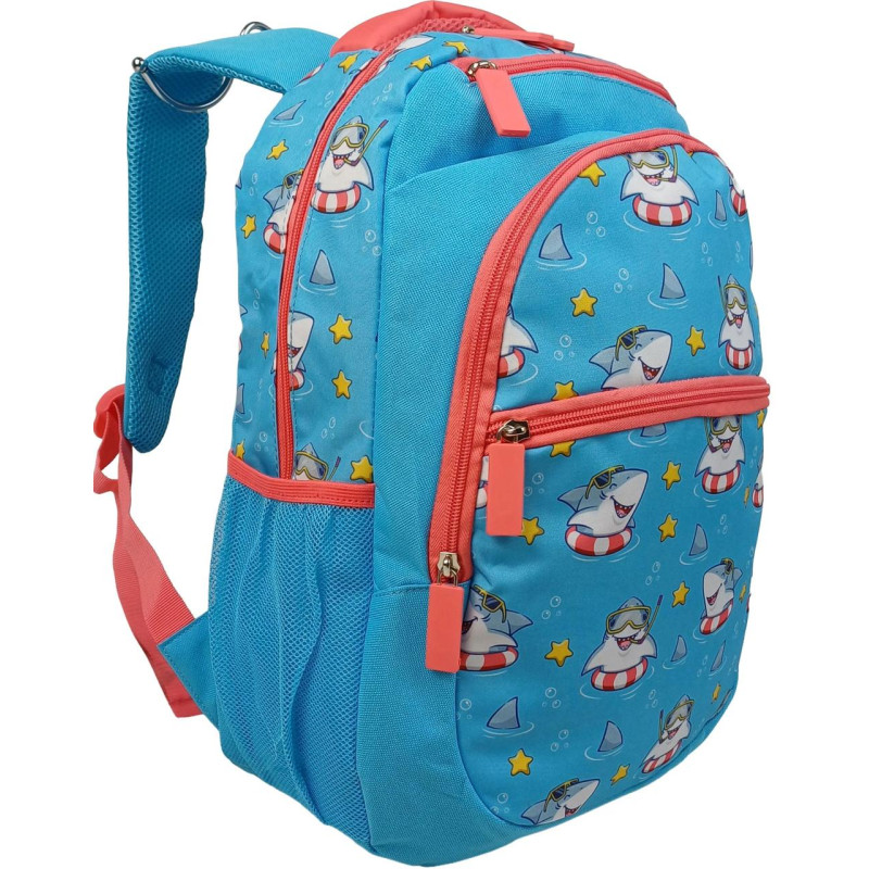Шкільний рюкзак 19L Riciclo Schulrucksack блакитний з акулами