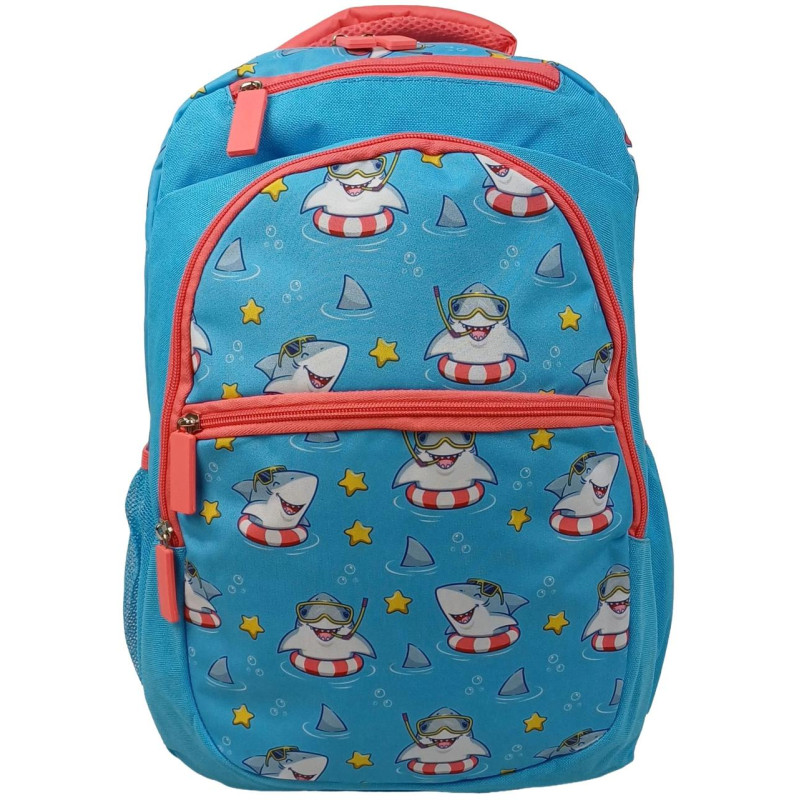 Шкільний рюкзак 19L Riciclo Schulrucksack блакитний з акулами