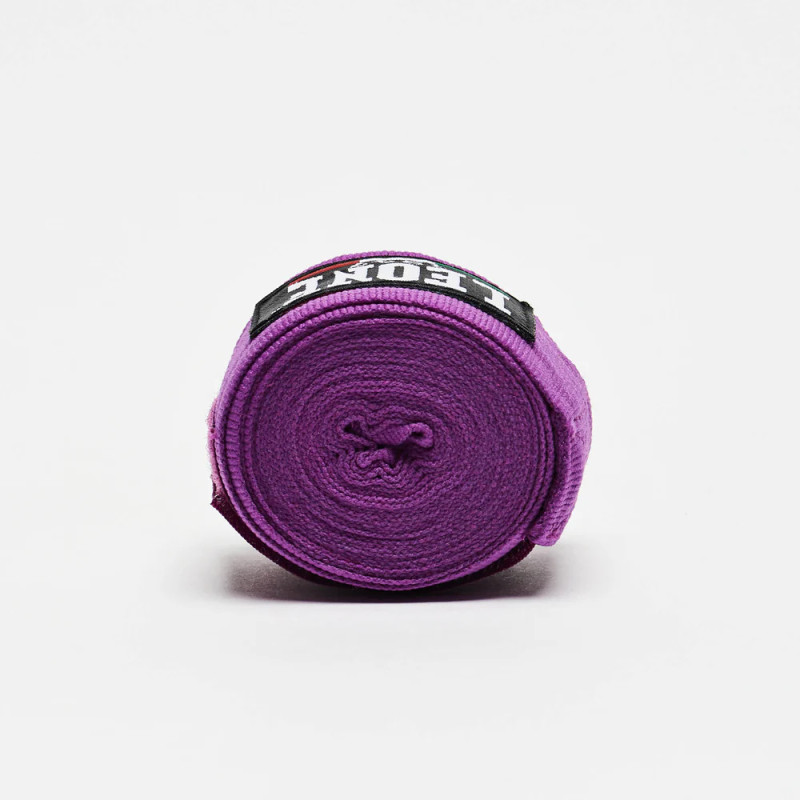 Бинти для боксу Leone AB705 Purple, Комплект: 2 шт. з футляром, Довжина 3.5 м, Бавовна, Нейлон, Еластан, Фіолетовий