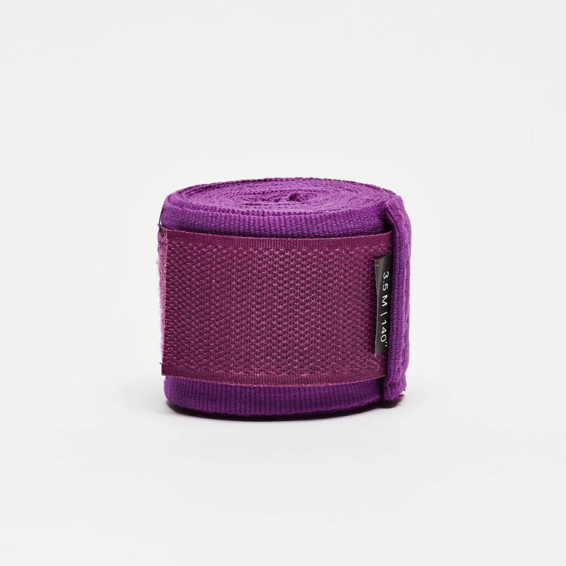 Бинти для боксу Leone AB705 Purple, Комплект: 2 шт. з футляром, Довжина 3.5 м, Бавовна, Нейлон, Еластан, Фіолетовий