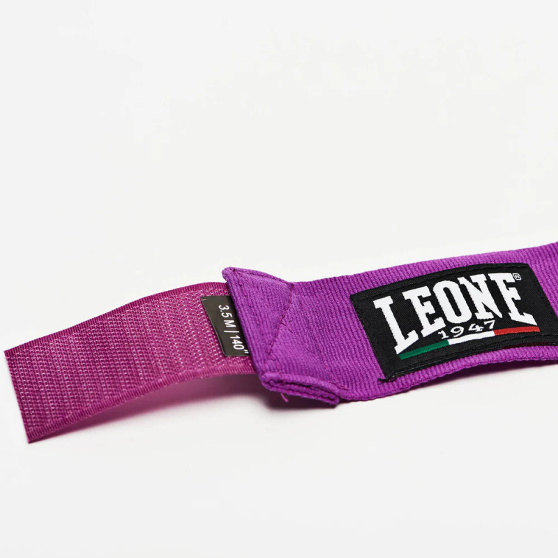 Бинти для боксу Leone AB705 Purple, Комплект: 2 шт. з футляром, Довжина 3.5 м, Бавовна, Нейлон, Еластан, Фіолетовий