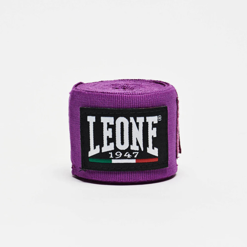 Бинти для боксу Leone AB705 Purple, Комплект: 2 шт. з футляром, Довжина 3.5 м, Бавовна, Нейлон, Еластан, Фіолетовий