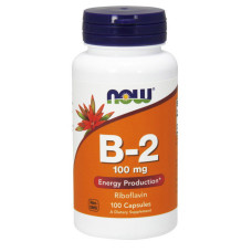 Витамины и минералы, B-2 100 mg, NOW, 100 капсул