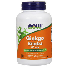 Добавка для здоровья, Ginkgo Biloba 60 mg, NOW, 240 капсул