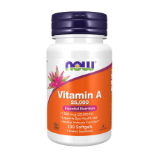 Витамины, Vitamin A 7500 mcg (25,000 IU), NOW, 100 капсул
