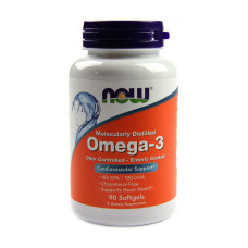 Омега-3, Omega-3 Odor Controlled - Enteric Coated, NOW, 90 капсул