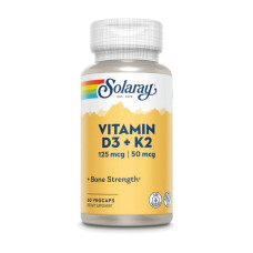 Вітаміни, Vitamin D3+K2 (soy free), Solaray, 60 капсул