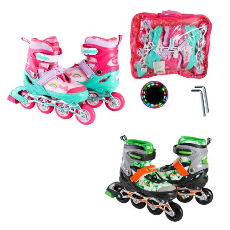 Ролики L (розмір 38-41) метал.рама, колеса PU 1 світло, рожевий