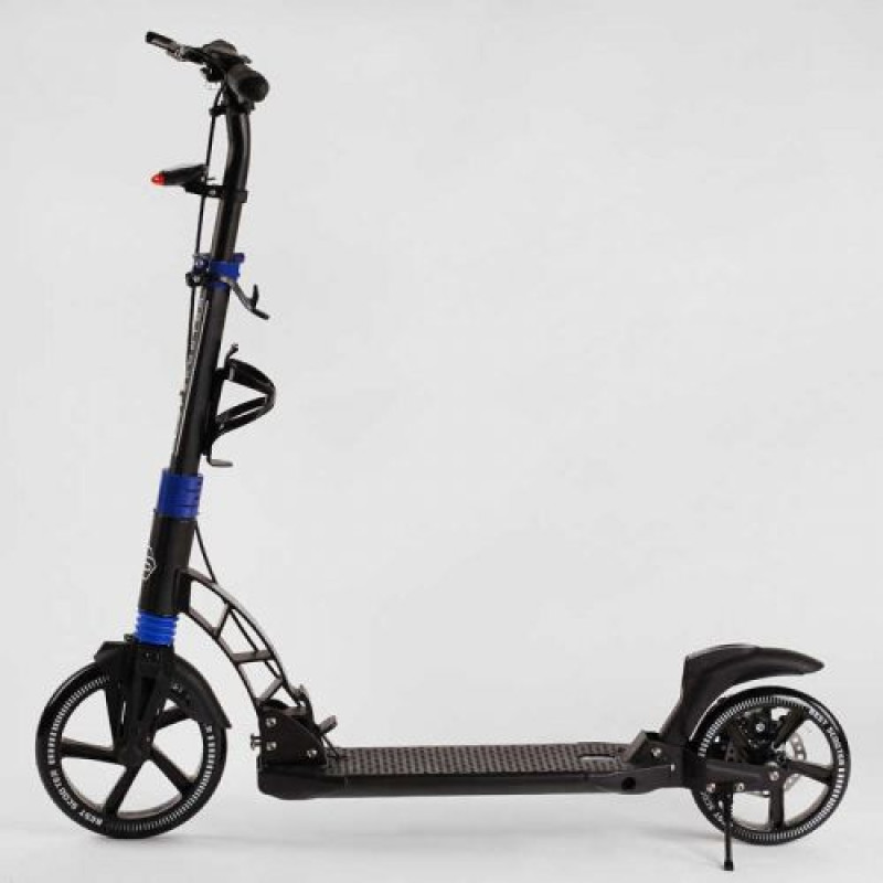Самокат двухколесный "Best Scooter" резиновый коврик, ФАРА, переднее колесо PU 230 мм, заднее колесо 200 мм, 2 амортизатора, дисковый тормоз