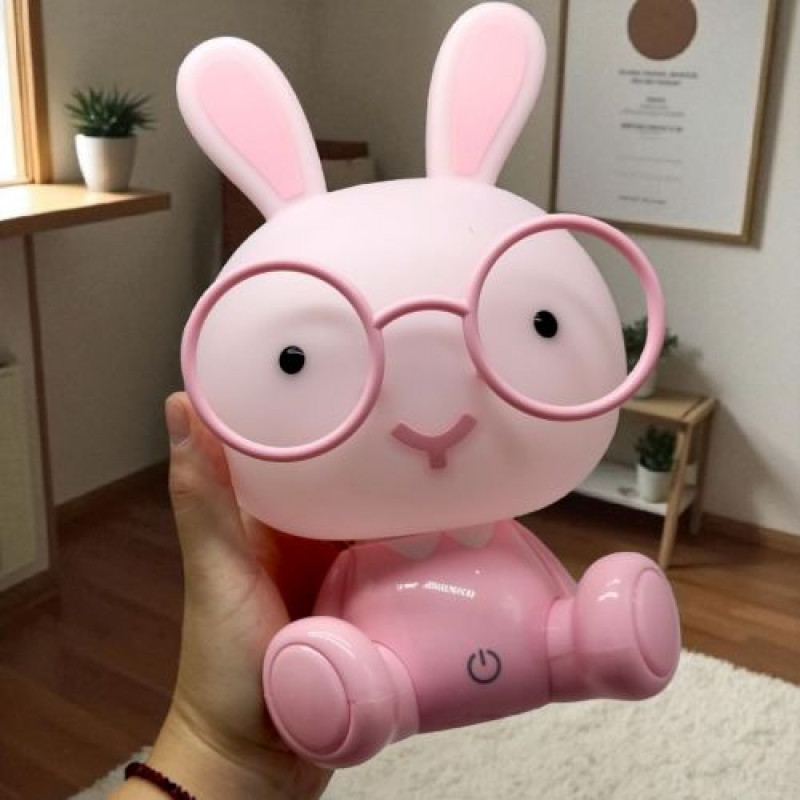 Ночник "Зайчик в очках" USB (РОЗОВЫЙ)