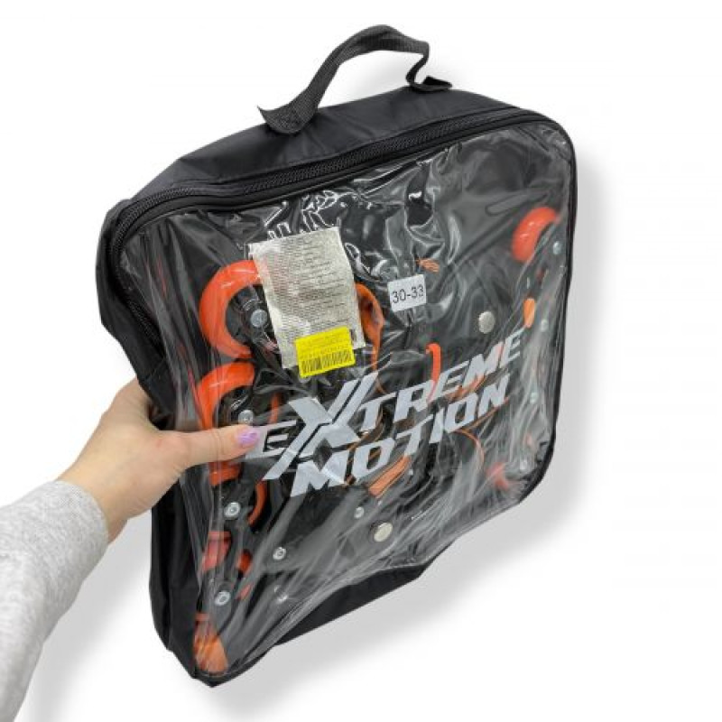 Роликовые коньки размер S (30-33) колеса PU 1 свет в сумке (оранжевые)