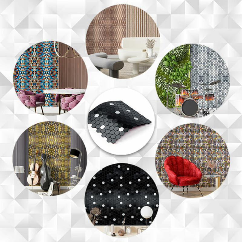 Самоклеющаяся алюминиевая плитка 300х300х3мм Чёрная мозаика SW-00001929