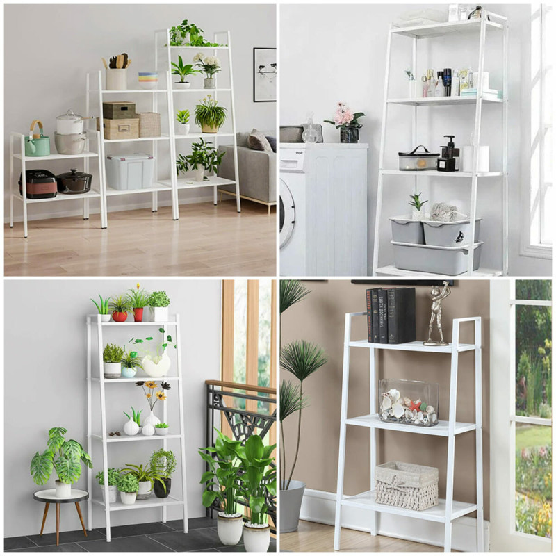 Стелаж-етажерка триярусний з металу 60х28,5х101см Білий SW-00002103